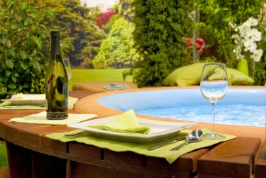 Hot tub in a garden