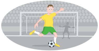 Kapıda dayak bir futbolcu alt şekil gösterir