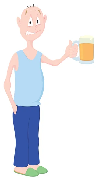 The picture shows a man with a beer — Stock Vector
