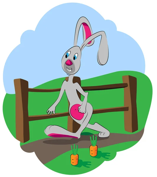 L'immagine mostra un coniglio che corre nell'orto — Vettoriale Stock