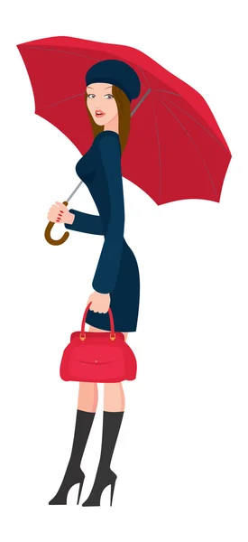 La figure montre une fille avec un parapluie — Image vectorielle