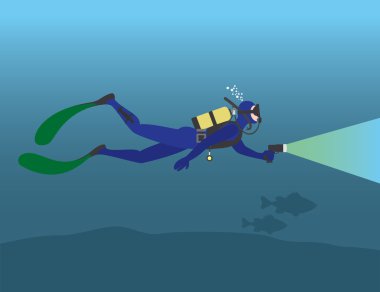 The picture shows a diver clipart