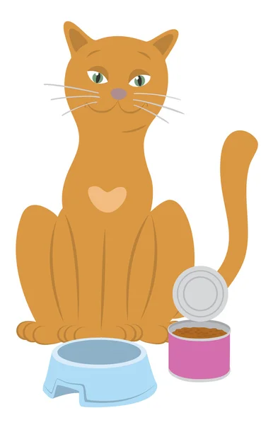 图为一只猫与膳食 — 图库矢量图片