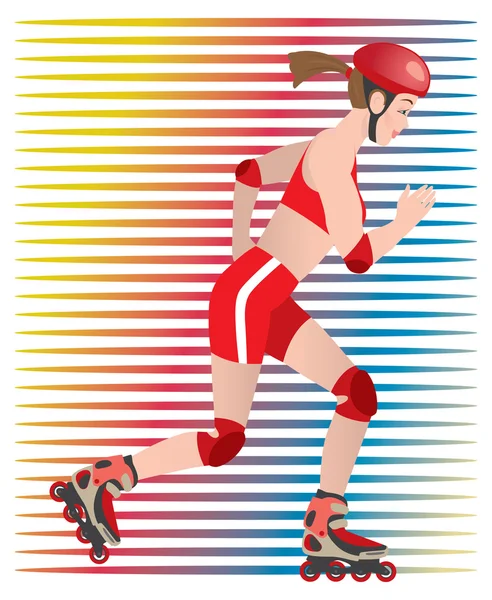 La figure montre une fille sur patins à roulettes — Image vectorielle