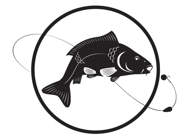 Die Abbildung zeigt einen Fisch mit einem Haken — Stockvektor