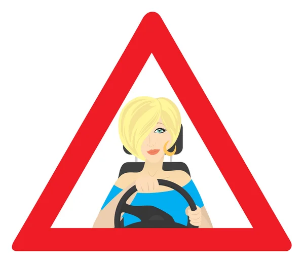 Obrázek ukazuje blondýna za volantem — Stockový vektor
