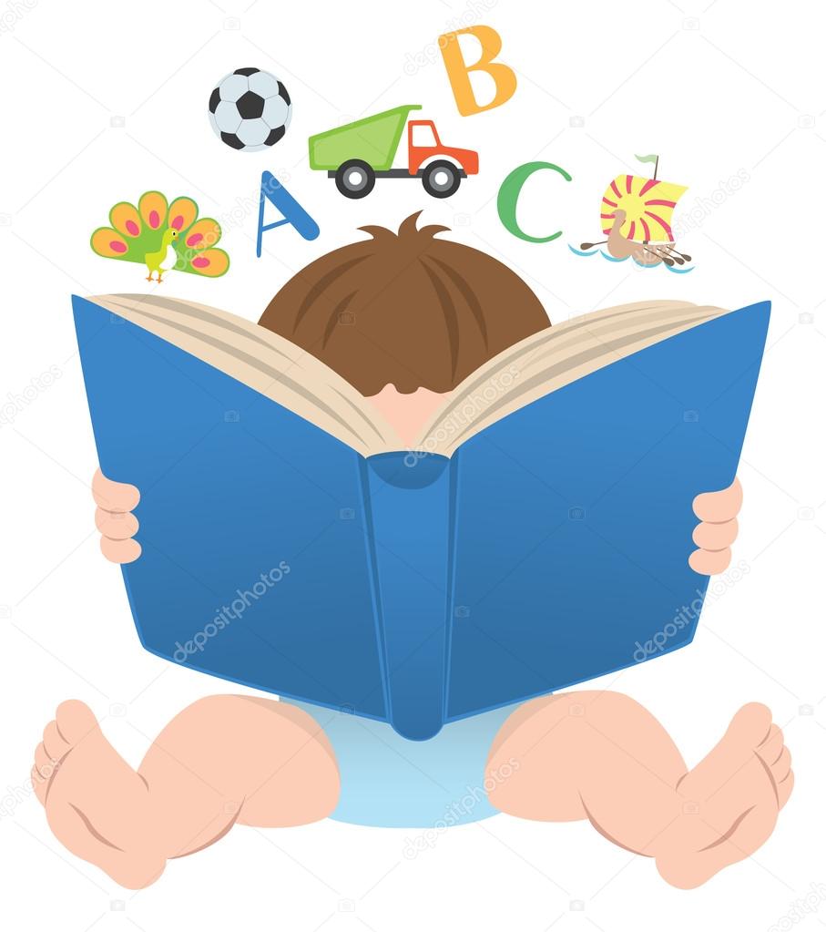 Rysunek Przedstawia Dziecka Z Książką Grafika Wektorowa