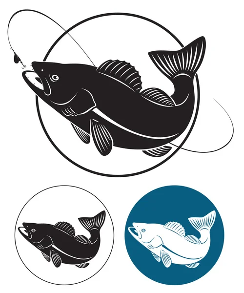 Walleye de pescado — Vector de stock