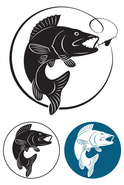 Walleye de pescado — Vector de stock