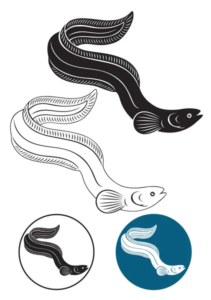 Το σχήμα δείχνει ένα ψάρι χελιού — Διανυσματικό Αρχείο