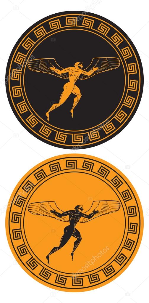 The figure shows the mythical character Icarus