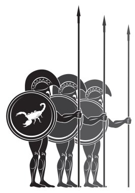 şekil, spears ile warriors gösterir