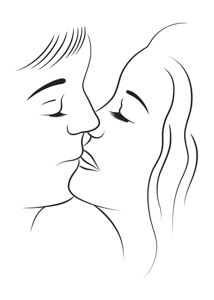 男人和女人接吻 — 图库矢量图片
