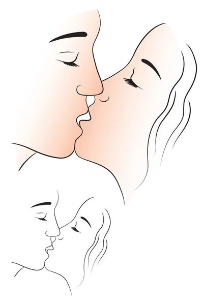 На фотографии изображены целующиеся мужчина и женщина — стоковый вектор