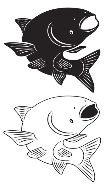Figuren visar en fisk asiatisk karp — Stock vektor