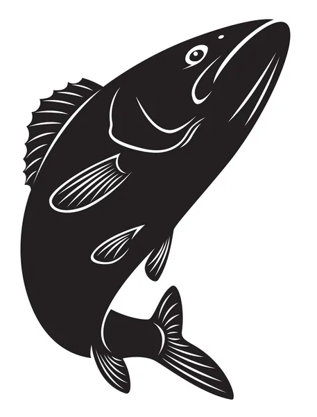 La figura muestra pescado bajo rasgado — Vector de stock