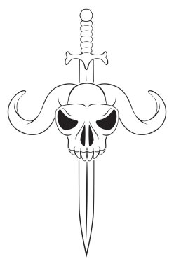 bir kafatası kılıç şekil gösterir