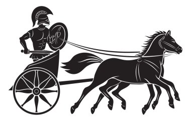 The figure shows a chariot with a gladiator clipart