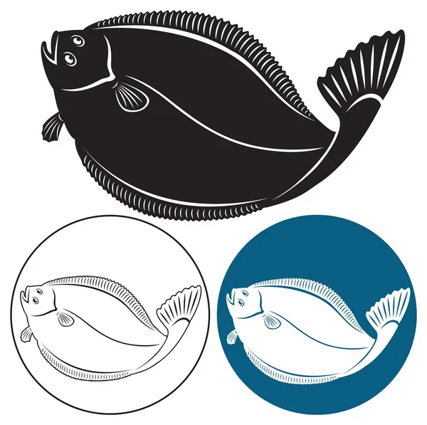 A figura mostra o alabote de peixe —  Vetores de Stock