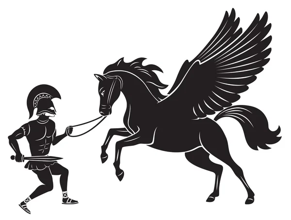 Figuur schildert hercules en pegasus — Stockvector