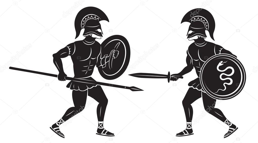 Illustration of fight between two gladiators
