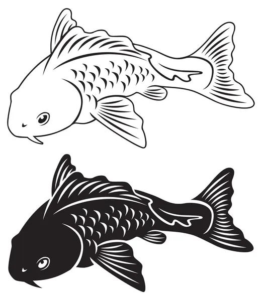 La figura muestra una carpa de pescado koi — Vector de stock