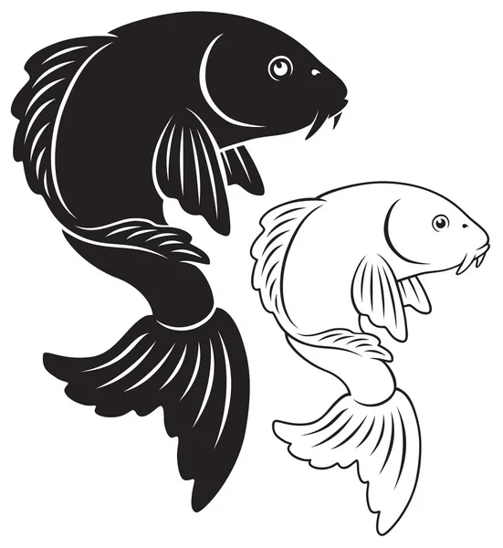 La figura muestra una carpa de pescado koi — Vector de stock