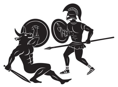 Hercules and Minotaur clipart
