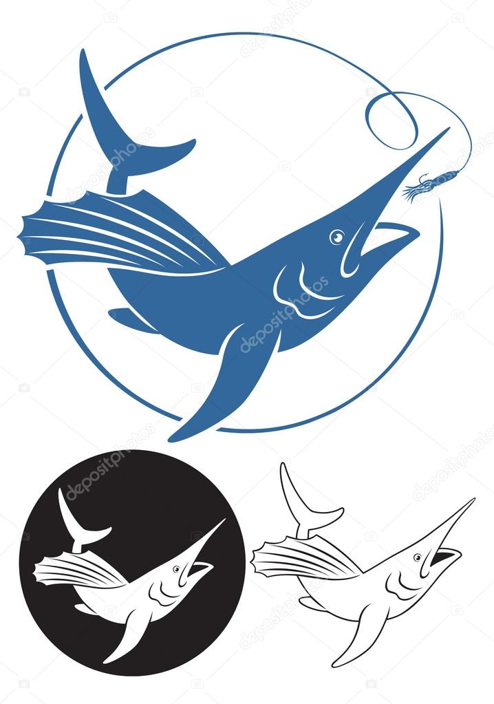 Illustration of marlin fish on white