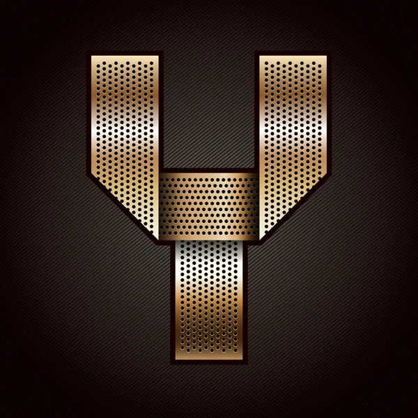 Lettre ruban d'or en métal - Y — Image vectorielle