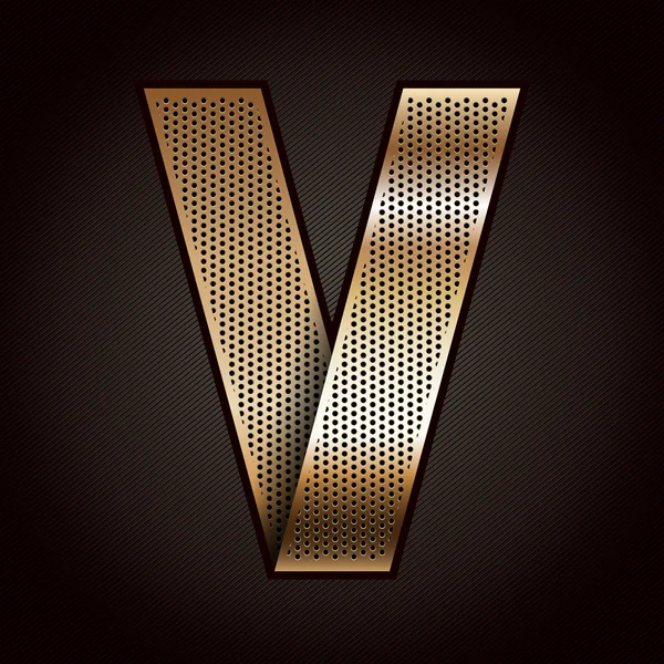 Буква металлическая золотая лента - V — стоковый вектор
