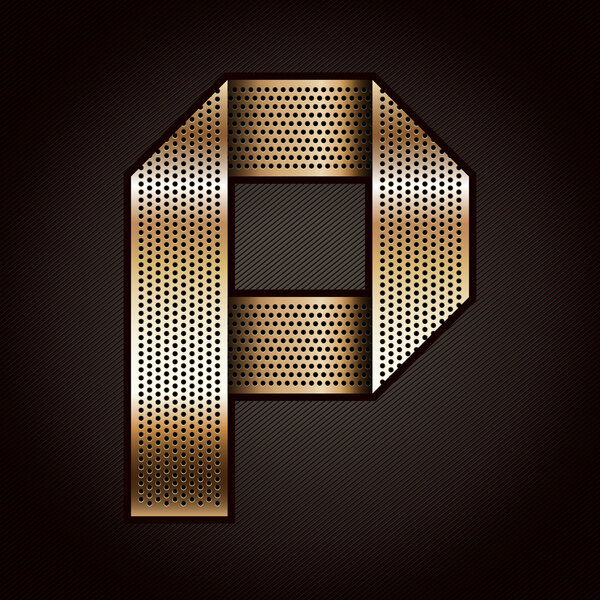 Letter metal gold ribbon - P