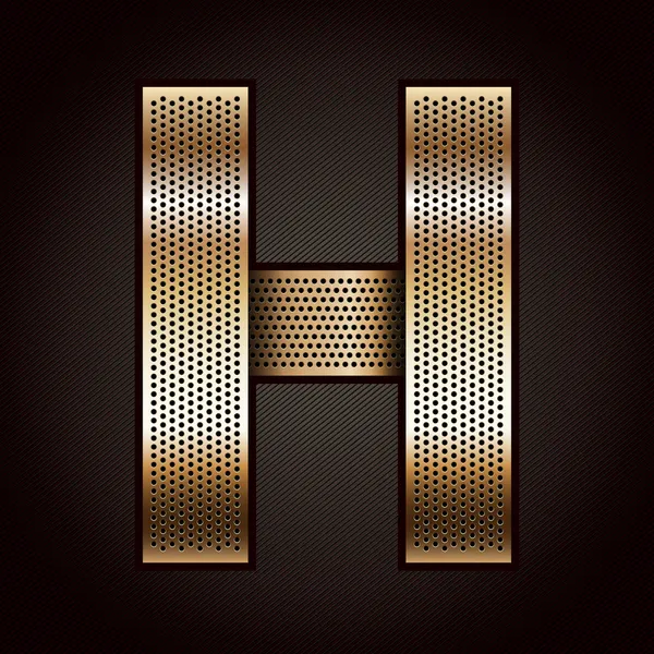 Letter metal gold ribbon - H — Stock Vector