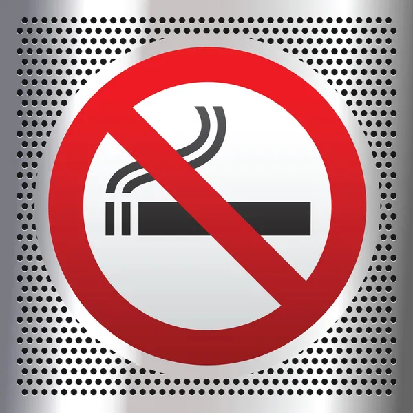 Symbole non fumeur sur fond de chrome — Image vectorielle