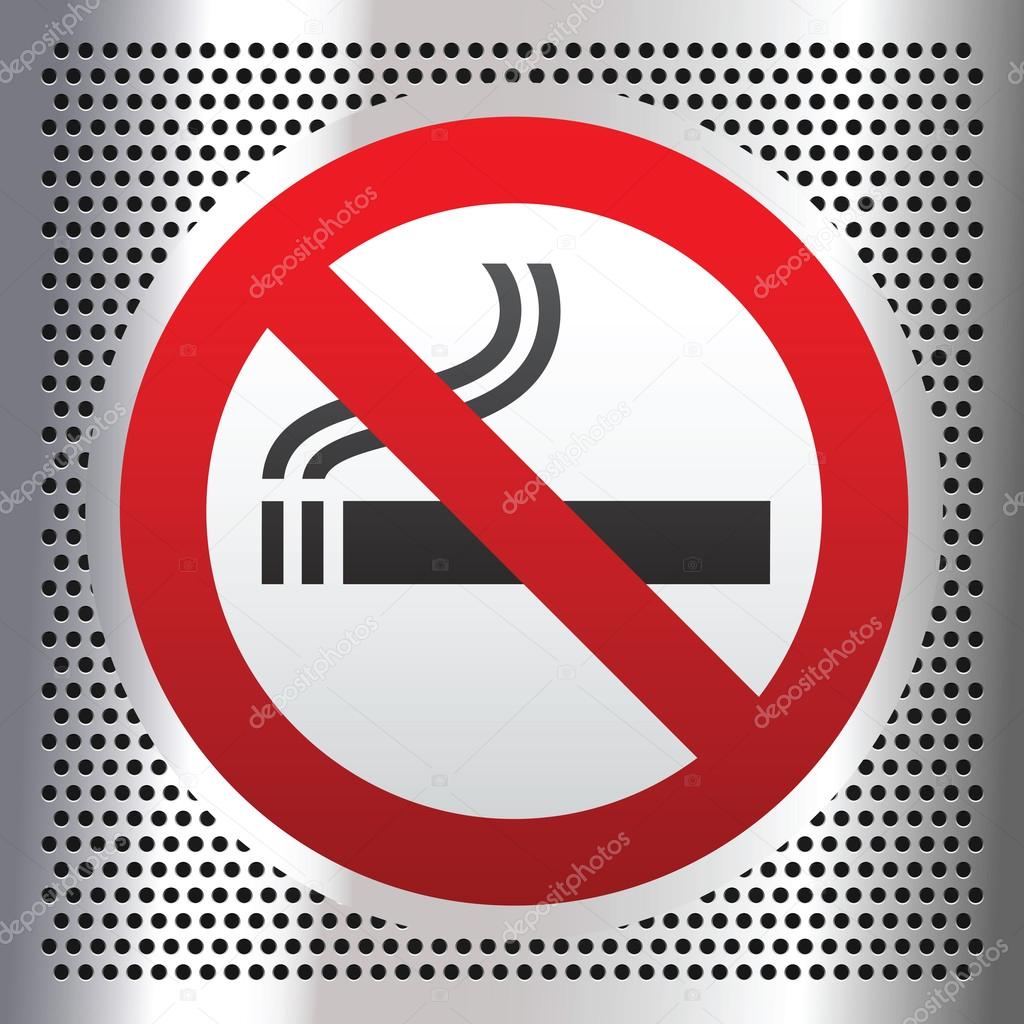 No smoking symbol on a chromium background