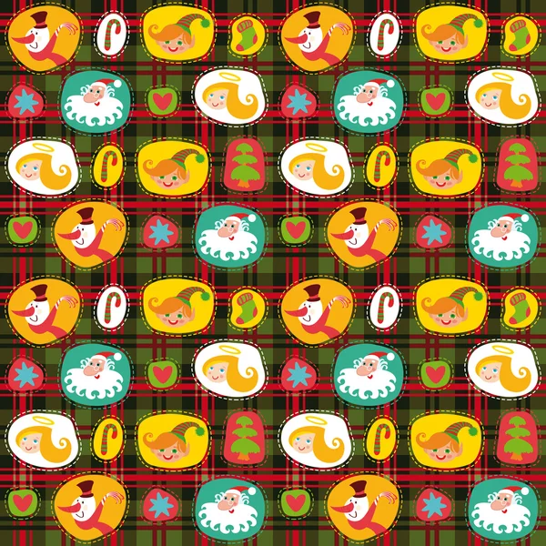 Christmas seamless background, plaid pattern, wrapping paper — Stock Vector