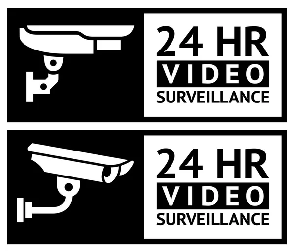 Etiquetas adhesivas de videovigilancia — Vector de stock