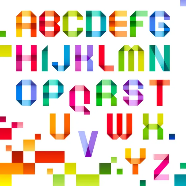 Lettres spectrales pliées de couleur ruban de papier — Image vectorielle