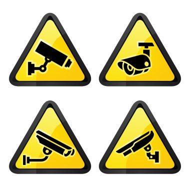 CCTV üçgen etiketleri, set simgesi güvenlik kamerası
