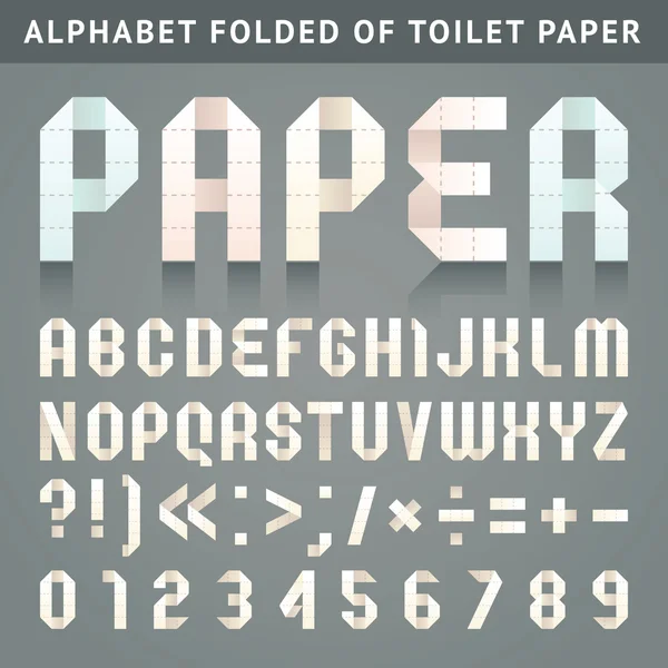 Alfabet van wc-papier gevouwen — Stockvector