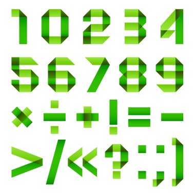 Yeşil kağıttan katlanmış yazı tipi - Arapça rakamlar