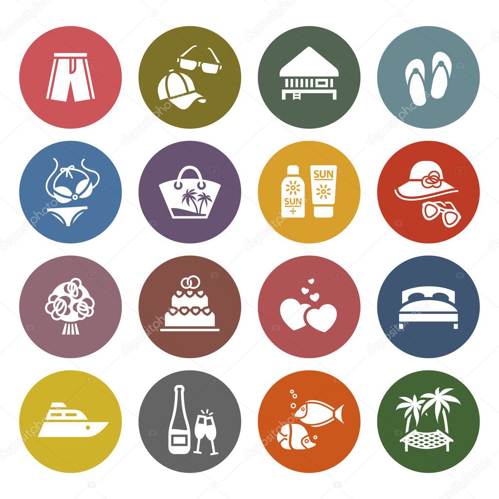 Tourism, Recreation & Vacation, icons set