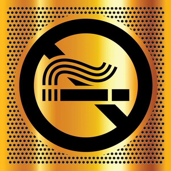 Symbole non fumeur sur fond doré — Image vectorielle