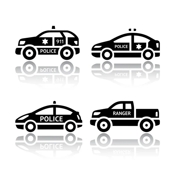 Conjunto de ícones de transporte carros de polícia — Vetor de Stock