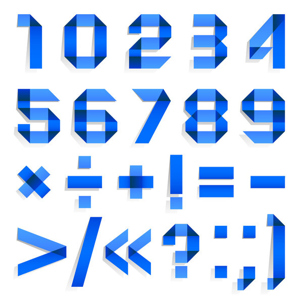 Шрифт сложенный из цветной бумаги - арабские цифры
