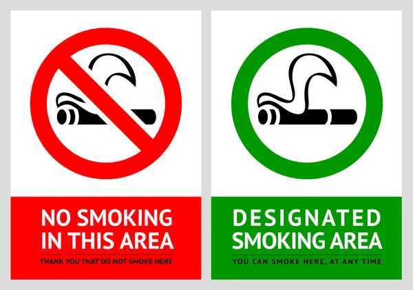 No smoking and Smoking area labels - Set 5 — Stock Vector