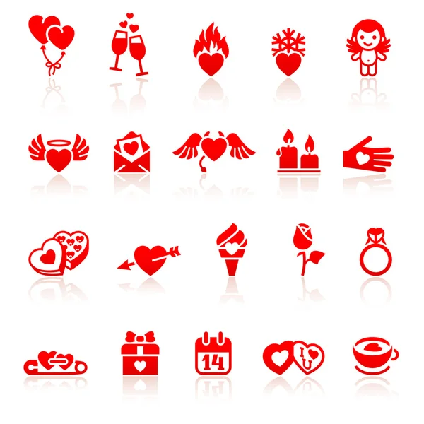 Aftelkalender voor Valentijnsdag rode pictogram instellen — Stockvector