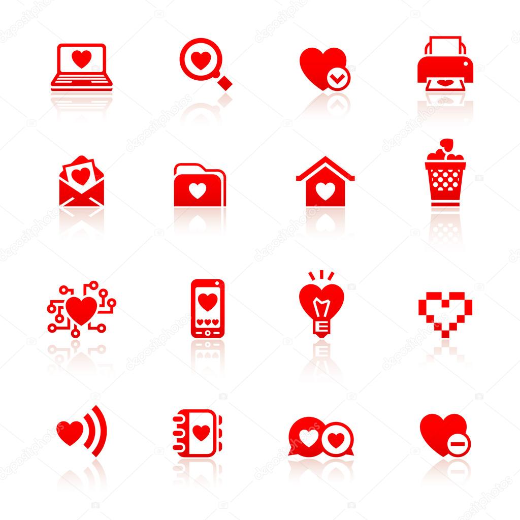 Set valentine's day red symbols