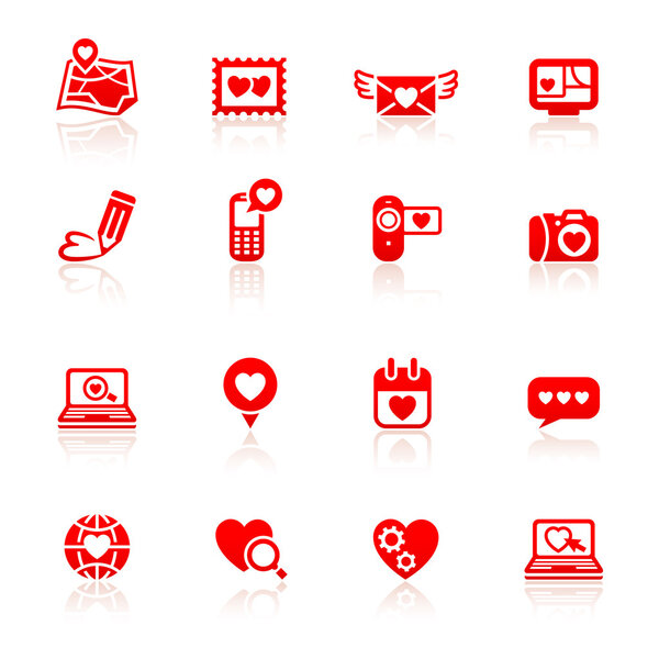Set valentine's day red icons