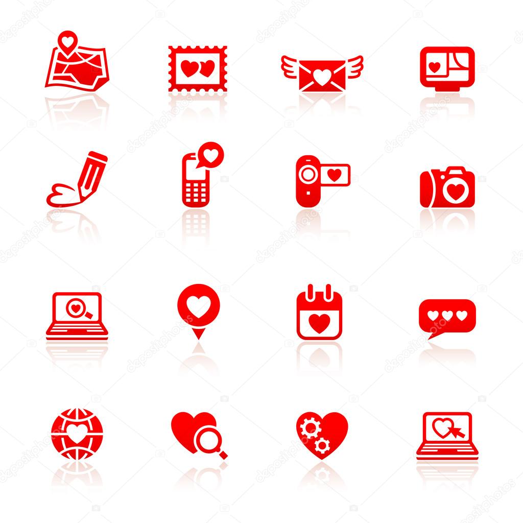 Set valentine's day red icons
